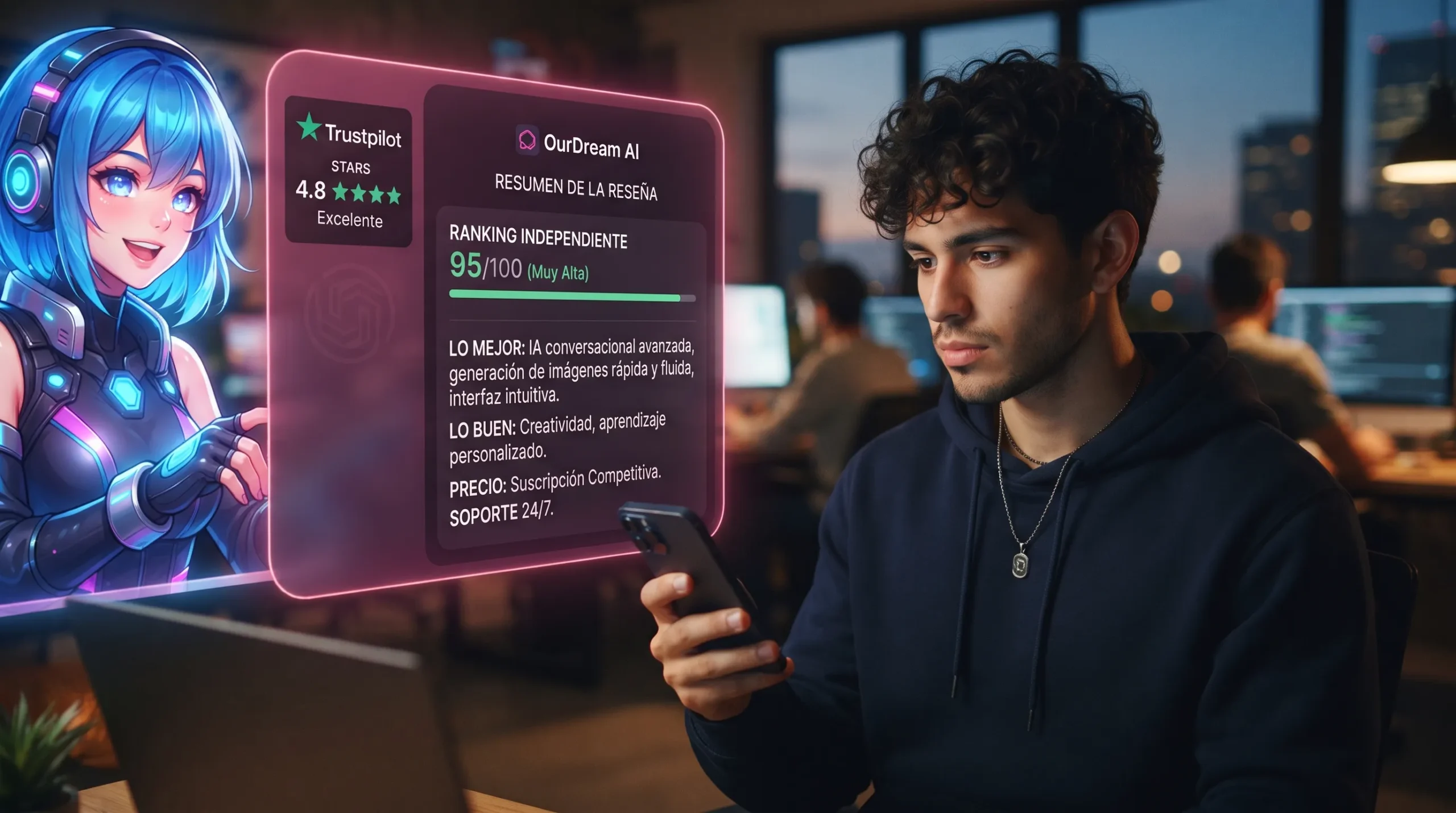 OurDream AI reseña resumen — puntuaciones Trustpilot ScamAdviser y comparativa con competidores