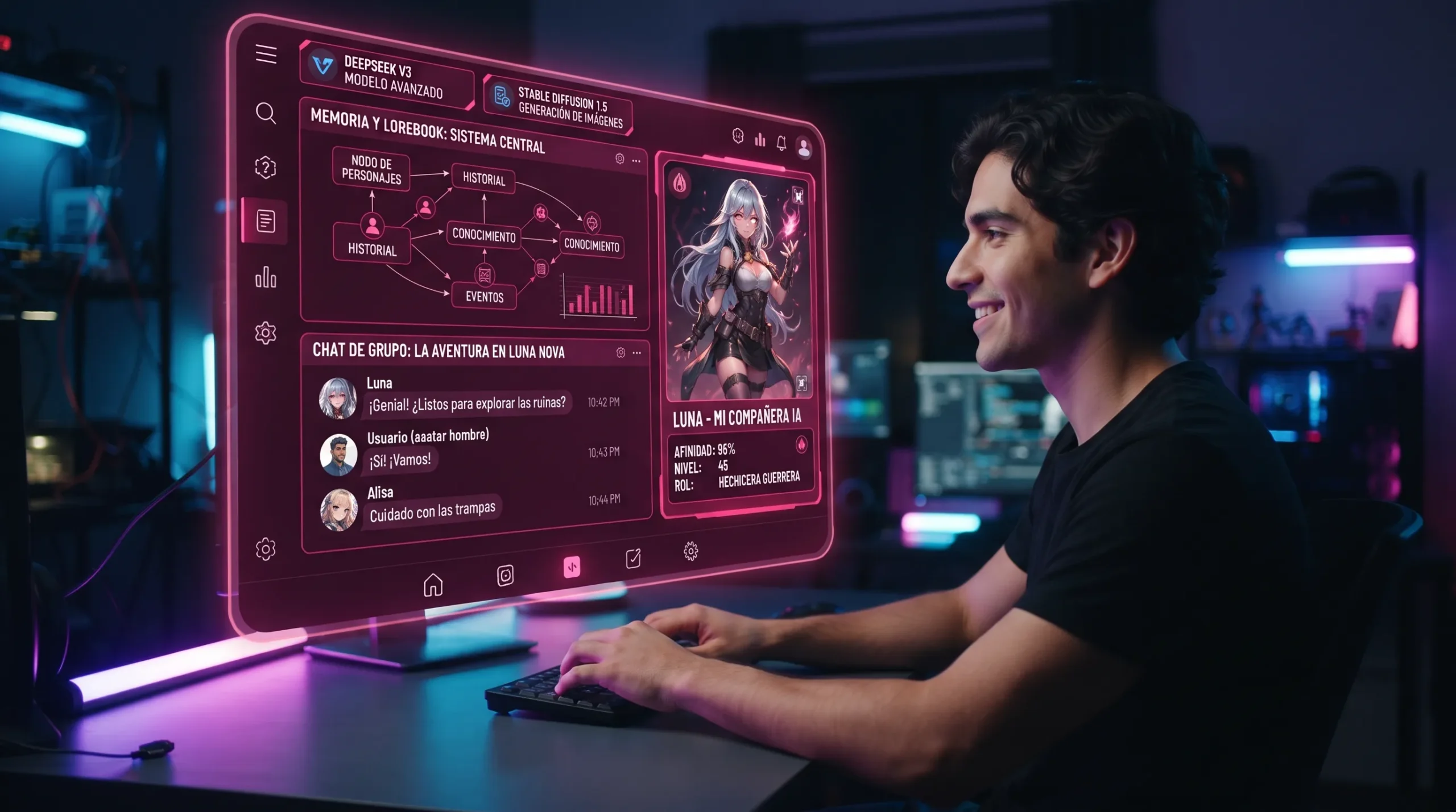 Cómo funciona OurDream AI — DeepSeek V3 Stable Diffusion memoria de chat y lorebooks 2026