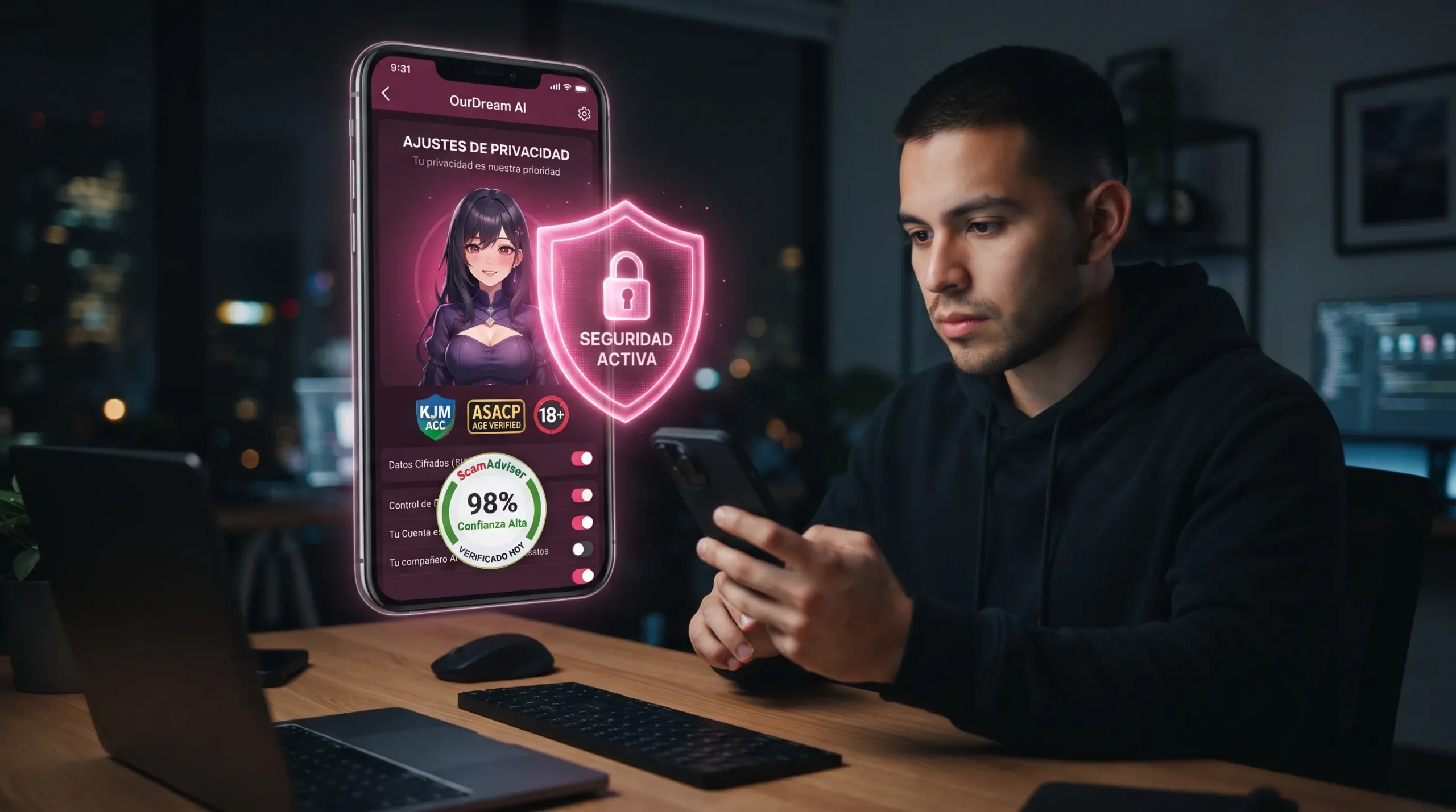 OurDream AI seguridad y legitimidad — certificaciones KJM ACC ASACP y puntuación ScamAdviser 2026