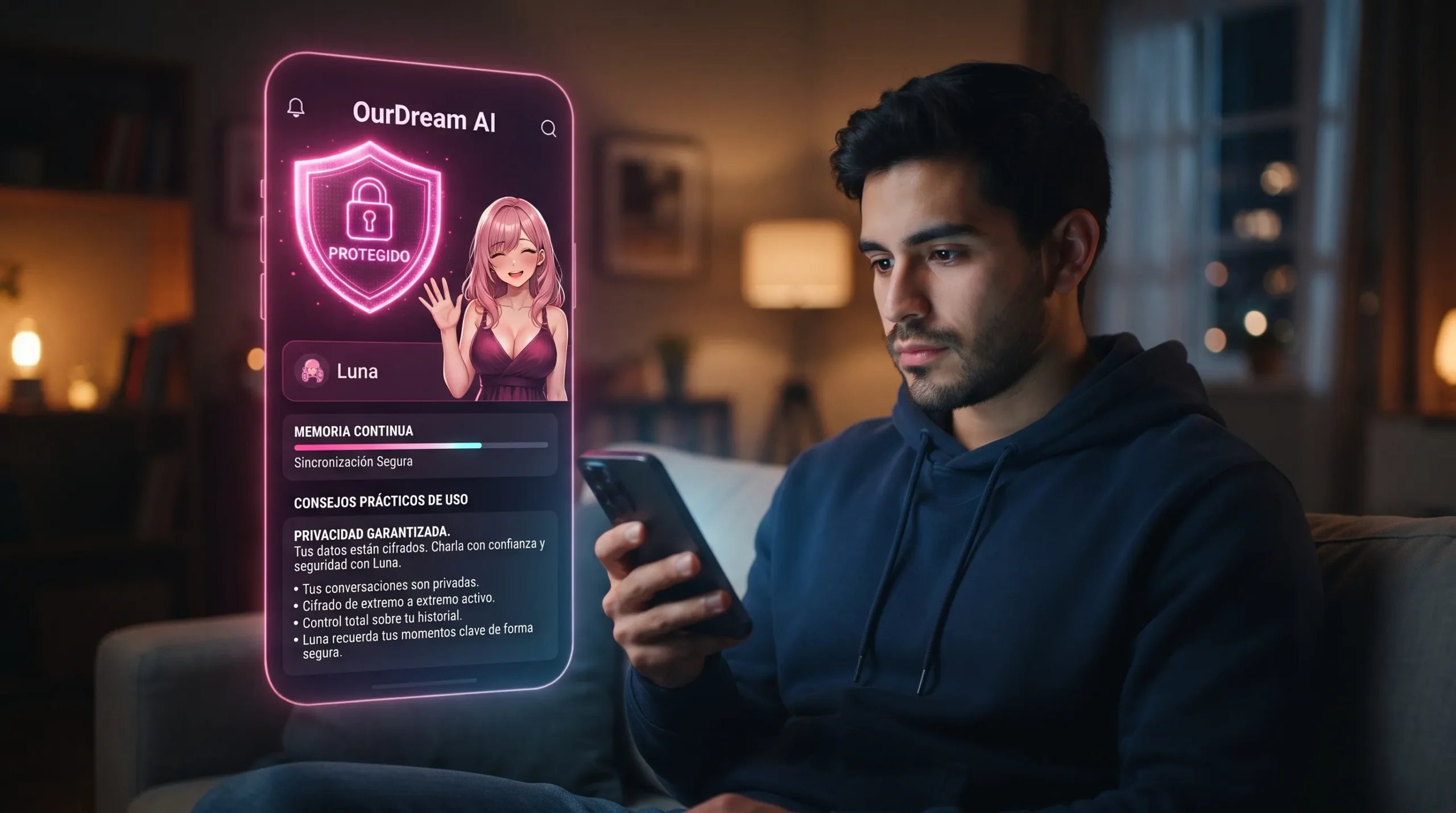 OurDream AI privacidad y experiencia práctica — memoria continuidad y registro sin fricción 2026